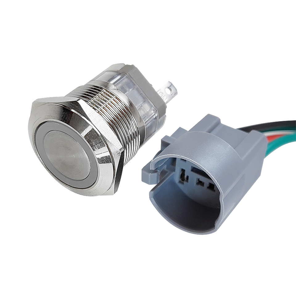 Кнопка с подсветкой, 22 мм, 12В,18А, без фиксации, 10269250